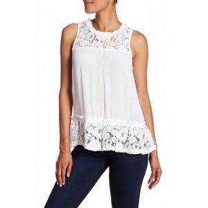 RO & DE White Lace Top Blouse Size M